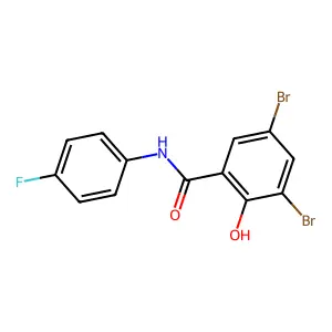 3,5-dibromo-N-(4-fluorophenyl)-2-hydroxybenzamide structure