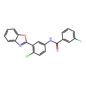 N-[3-(1,3-benzoxazol-2-yl)-4-chlorophenyl]-3-fluorobenzamide structure