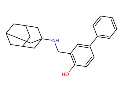3-{[(Tricyclo[3.3.1.1~3,7~]decan-1-yl)amino]methyl}[1,1'-biphenyl]-4-ol structure