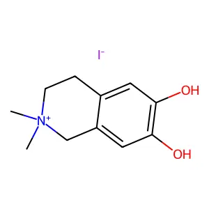 Isoquinolinium, 1,2,3,4-tetrahydro-6,7-dihydroxy-2,2-dimethyl-, iodide structure