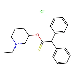O-(1-Ethylpiperidin-3-yl) diphenylethanethioate--hydrogen chloride (1/1) structure