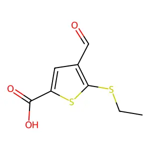Thiophene-2-carboxylic acid, 5-ethylthio-4-formyl- structure