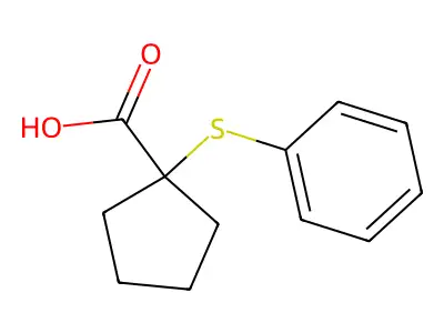 Cyclopentanecarboxylic acid, 1-(phenylthio)- structure