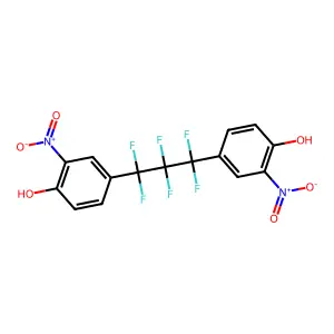 4,4'-(1,1,2,2,3,3-Hexafluoropropane-1,3-diyl)bis(2-nitrophenol) structure