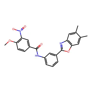 N-[3-(5,6-dimethyl-1,3-benzoxazol-2-yl)phenyl]-4-methoxy-3-nitrobenzamide structure