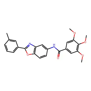 3,4,5-trimethoxy-N-[2-(3-methylphenyl)-1,3-benzoxazol-5-yl]benzamide structure