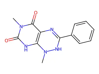 1,6-dimethyl-3-phenyl-6,8-dihydro-4H-pyrimidino[5,4-e]1,2,4-triazine-5,7-dione structure