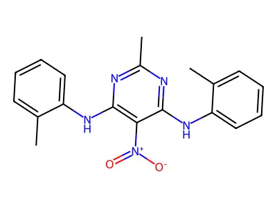 2-methyl-4-N,6-N-bis(2-methylphenyl)-5-nitropyrimidine-4,6-diamine structure