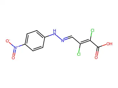 2,3-dichloro-4-[(4-nitrophenyl)hydrazinylidene]but-2-enoic Acid structure
