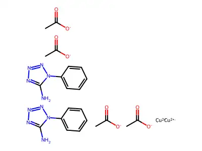 Copper, tetrakis(mu-(acetato-O:O'))bis(1-phenyl-1H-tetrazol-5-amine-N(sup 5))di- structure