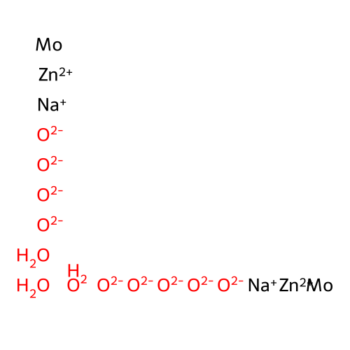 Molybdenum sodium zinc oxide (Mo4Na2Zn4O17), hydrate (1:3) structure