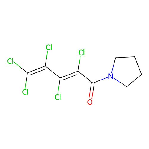 2,3,4,5,5-Pentachloro-1-pyrrolidino-2,4-pentadien-1-one structure