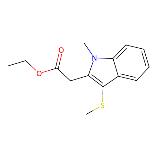 Ethyl [1-methyl-3-(methylsulfanyl)-1H-indol-2-yl]acetate structure