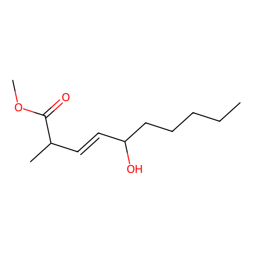 Methyl 5-hydroxy-2-methyldec-3-enoate structure