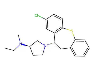 Dibenzo(b,f)thiepin, 10,11-dihydro-8-chloro-(R)-10-((S)-3'-methylethylaminopyrrolidino)- structure
