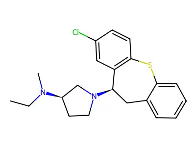Dibenzo(b,f)thiepin, 10,11-dihydro-8-chloro-(R)-10-((R)-3'-methylethylaminopyrrolidino)- structure