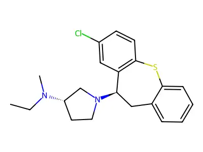 Dibenzo(b,f)thiepin, 10,11-dihydro-8-chloro-(S)-10-((R)-3'-methylethylaminopyrrolidino)- structure