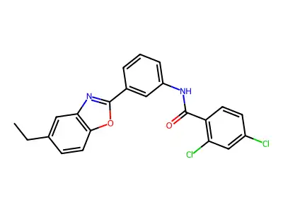 2,4-dichloro-N-[3-(5-ethyl-1,3-benzoxazol-2-yl)phenyl]benzamide structure