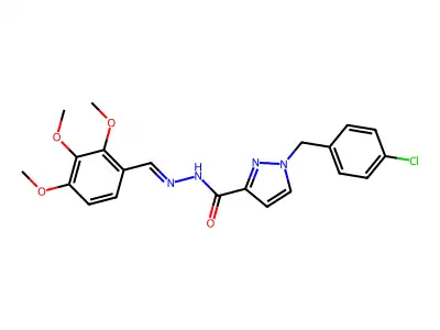 1-[(4-chlorophenyl)methyl]-N-[(E)-(2,3,4-trimethoxyphenyl)methylideneamino]pyrazole-3-carboxamide structure