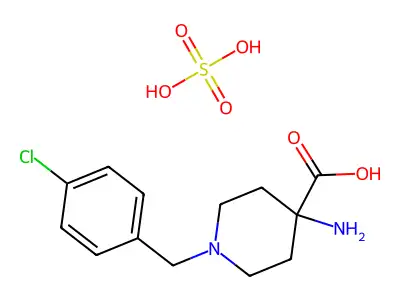 4-Piperidinecarboxylic acid, 4-amino-1-((4-chlorophenyl)methyl)-, sulfate (1:1) structure