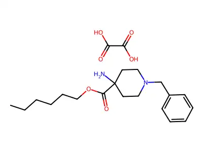 4-Piperidinecarboxylic acid, 4-amino-1-(phenylmethyl)-, hexyl ester, ethanedioate (1:2) structure