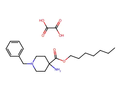 4-Piperidinecarboxylic acid, 4-amino-1-(phenylmethyl)-, heptyl ester, ethanedioate (1:2) structure