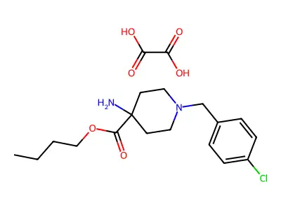 Butyl 4-amino-1-(p-chlorobenzyl)-4-piperidinecarboxylate dioxalate structure