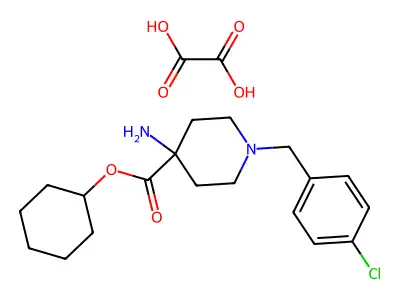 Cyclohexyl 4-amino-1-(p-chlorobenzyl)-4-piperidinecarboxylate oxalate structure