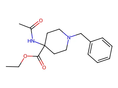 4-Piperidinecarboxylic acid, 4-(acetylamino)-1-(phenylmethyl)-, ethyl ester structure