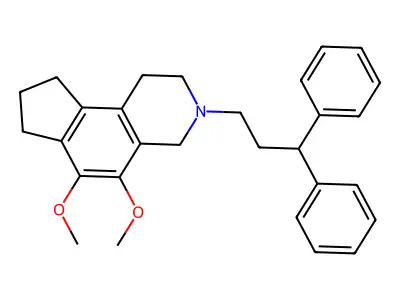 1H-Cyclopent(f)isoquinoline, 2,3,4,7,8,9-hexahydro-5,6-dimethoxy-3-(3,3-diphenylpropyl)- structure