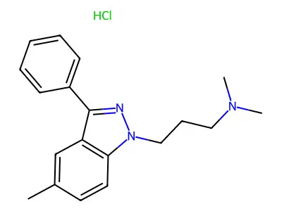 1H-Indazole, 1-(3-(dimethylamino)propyl)-5-methyl-3-phenyl-, hydrochloride structure
