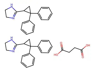 1H-Imidazole, 4,5-dihydro-2-(2,2-diphenylcyclopropyl)-, succinate (2:1) structure