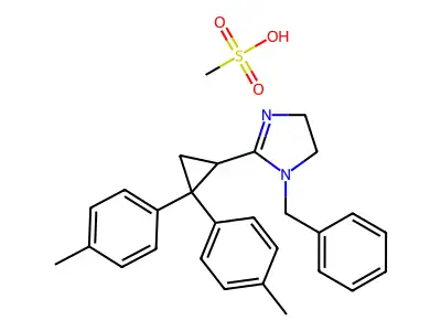 1H-Imidazole, 4,5-dihydro-1-benzyl-2-(2,2-bis(p-tolyl)cyclopropyl)-, monomethanesulfonate structure