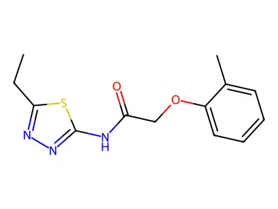 N-(5-ethyl-1,3,4-thiadiazol-2-yl)-2-(2-methylphenoxy)acetamide structure