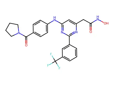 4-Pyrimidineacetamide, N-hydroxy-6-((4-(1-pyrrolidinylcarbonyl)phenyl)amino)-2-(3-(trifluoromethyl)phenyl)- structure