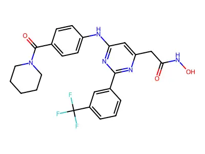 4-Pyrimidineacetamide, N-hydroxy-6-((4-(1-piperidinylcarbonyl)phenyl)amino)-2-(3-(trifluoromethyl)phenyl)- structure