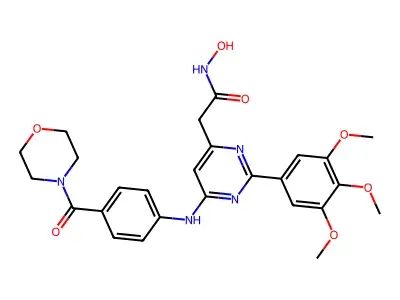 4-Pyrimidineacetamide, N-hydroxy-6-((4-(4-morpholinylcarbonyl)phenyl)amino)-2-(3,4,5-trimethoxyphenyl)- structure
