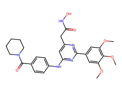 4-Pyrimidineacetamide, N-hydroxy-6-((4-(1-piperidinylcarbonyl)phenyl)amino)-2-(3,4,5-trimethoxyphenyl)- structure