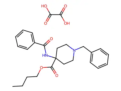 4-Piperidinecarboxylic acid, 4-(benzoylamino)-1-(phenylmethyl)-, butyl ester, ethanedioate (1:1) structure
