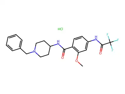 Benzamide, 2-methoxy-N-(1-(phenylmethyl)-4-piperidinyl)-4-((trifluoroacetyl)amino)-, monohydrochloride structure