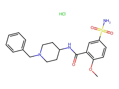 Benzamide, 5-(aminosulfonyl)-2-methoxy-N-(1-(phenylmethyl)-4-piperidinyl)-, monohydrochloride structure