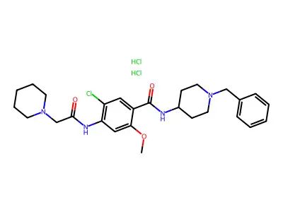 1-Piperidineacetamide, N-(2-chloro-5-methoxy-4-(((1-(phenylmethyl)-4-piperidinyl)amino)carbonyl)phenyl)-, dihydrochloride structure