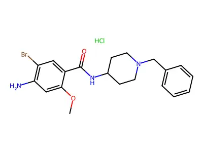 Benzamide, 4-amino-5-bromo-2-methoxy-N-(1-(phenylmethyl)-4-piperidinyl)-, monohydrochloride structure