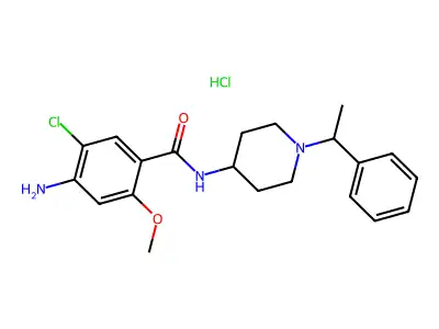 4-Amino-5-chloro-2-methoxy-N-(1-(1-phenylethyl)-4-piperidinyl)benzamide hydrochloride structure