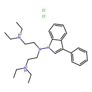 Indole, 1-(bis(2-(diethylamino)ethyl)amino)-3-phenyl-, dihydrochloride structure