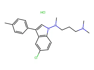 1,3-Propanediamine, N-(5-chloro-3-(4-methylphenyl)-1H-indol-1-yl)-N,N',N'-trimethyl-, monohydrochloride structure