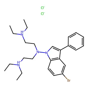 Indole, 1-(bis(2-(diethylamino)ethyl)amino)-5-bromo-3-phenyl-, dihydrochloride structure