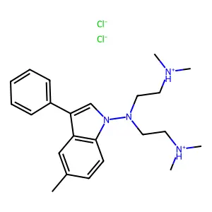 Indole, 1-(bis(2-(dimethylamino)ethyl)amino)-5-methyl-3-phenyl-, dihydrochloride structure
