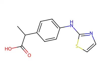Benzeneacetic acid, alpha-methyl-4-(2-thiazolylamino)- structure