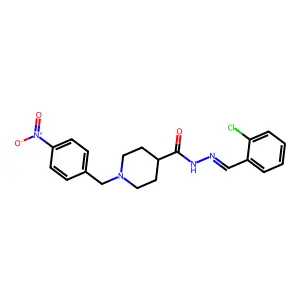 N-[(2-chlorophenyl)methylideneamino]-1-[(4-nitrophenyl)methyl]piperidine-4-carboxamide structure